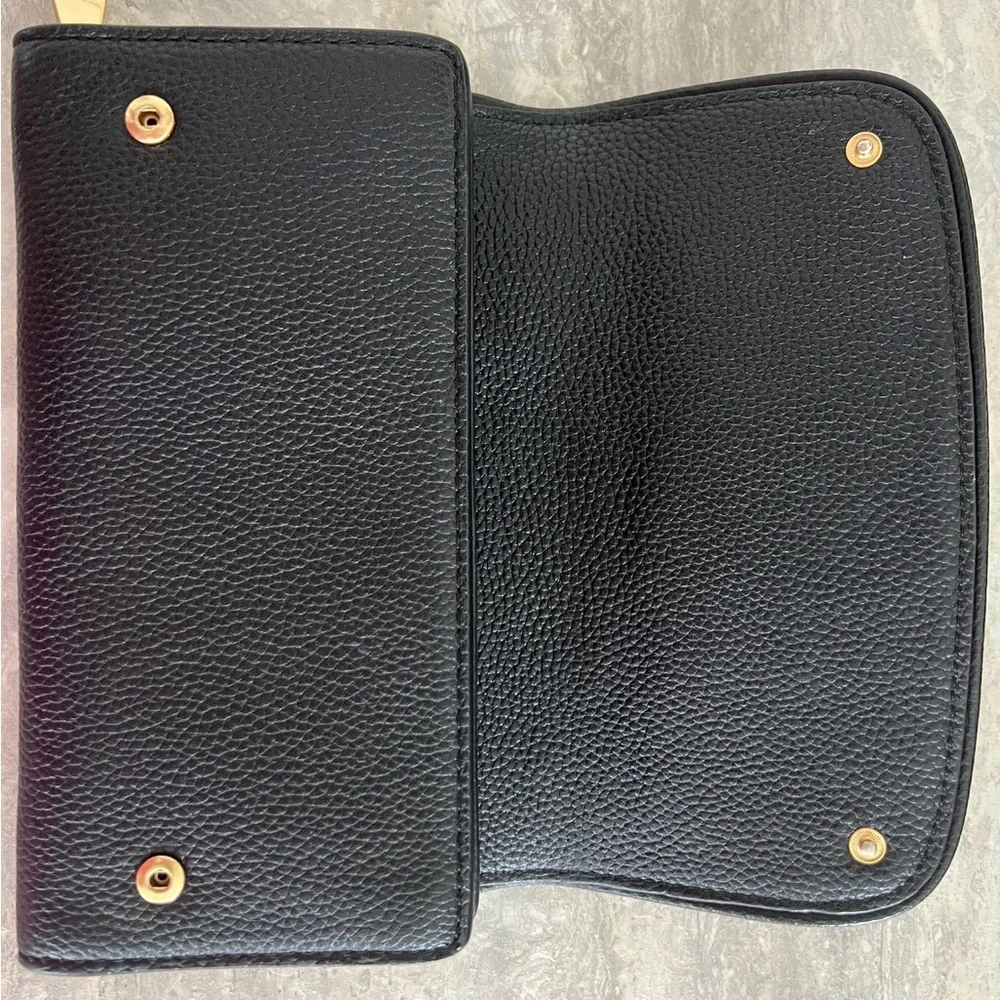 Authentic Tory Burch Black Leather Wallet with Gold Emblem - Picture 3 of 6
